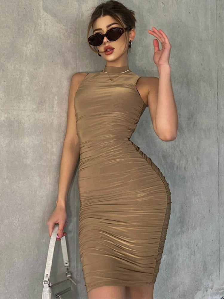 Shemoda Sleeveless High Waist Stretch Sexy Dress