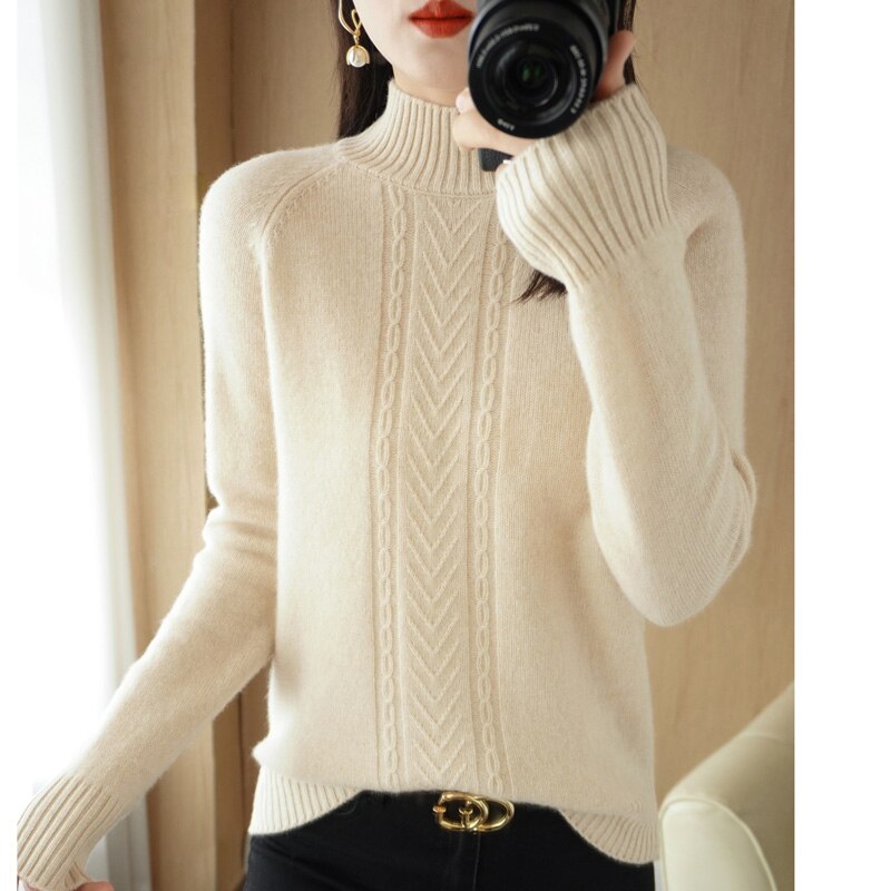 Autumn And Winter Explosive Knitwear Half Turtleneck Thick Warm Sweater Women&#39;s Fashion Languid Style Woolen Sweater Base