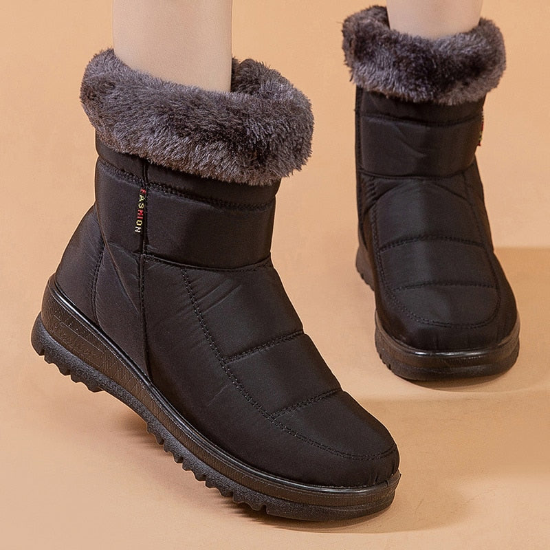 Women Boots Warm Fur Winter Boots For Women 2022 Ankle Boots Snow Botas Mujer Waterproof Winter Shoes Women Soft Heels Bottines