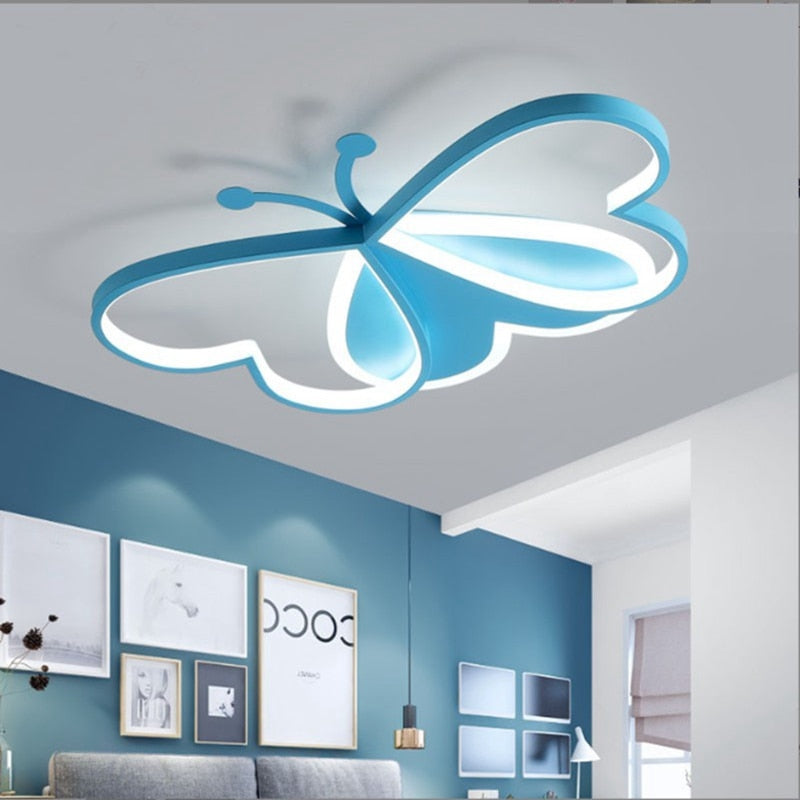 Creative Children&#39;s Bedroom Ceiling Lamp Beautiful Butterfly Daughter Room Smart Chandelier LED Interior Decoration Lamps