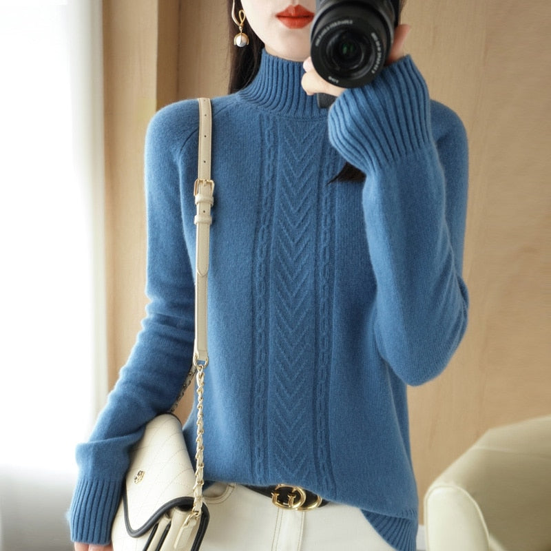 Autumn And Winter Explosive Knitwear Half Turtleneck Thick Warm Sweater Women&#39;s Fashion Languid Style Woolen Sweater Base