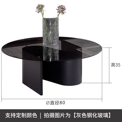 Round Glass Coffee Table Console Nordic Desk Black Balcony Cofee Table Tv Outdoor Furniture Muebles De La Sala Home Furniture