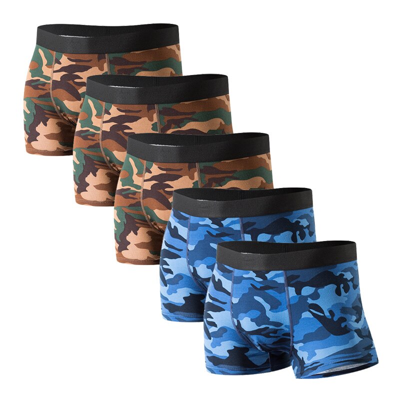 5PCS/ lot Boxer Homme Men Underwear Boxer Man UnderWear Shorts Men Panties Underpants Breathable Camouflage Comfort Cotton