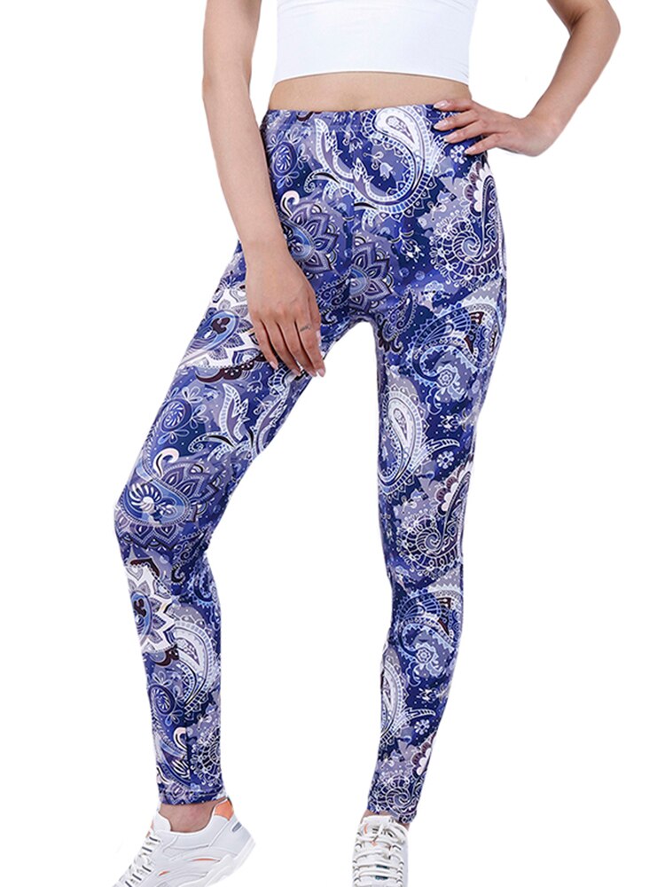 CUHAKCI New Petal Digital Color Printing Leggings Punk Women Leggins Stretchy Trousers Casual Pants