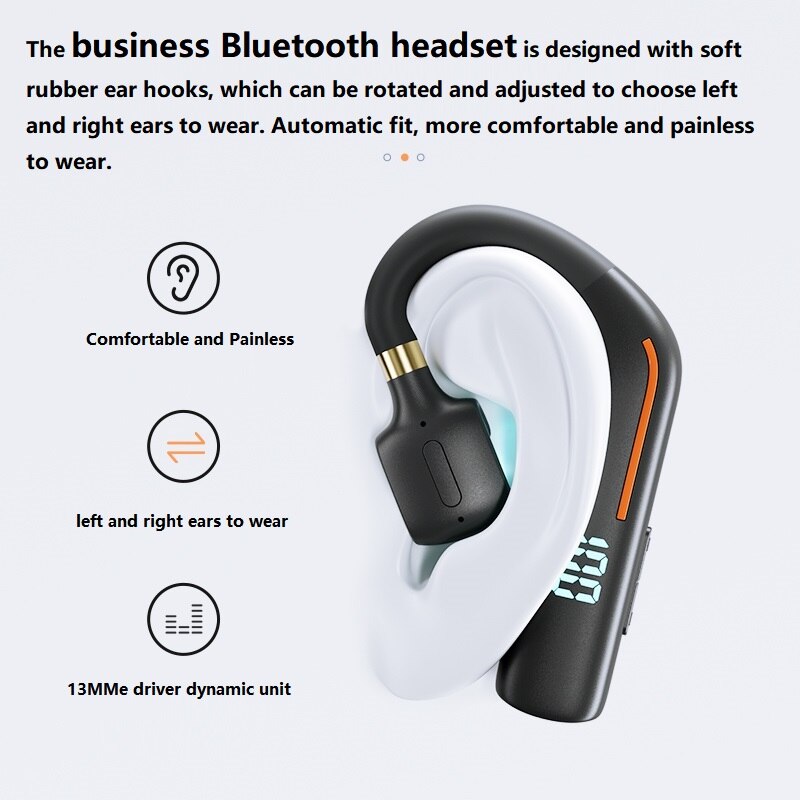 Earphones Bluetooth 5.2 Headphones Handsfree Wireless Headset Business Headset Drive Call Sports Earphone 1800mAh Charging Box