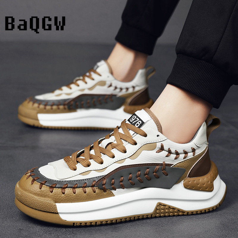 Designer Men&#39;s British Color Patchwork Height Increasing Causal Flats Shoes Loafers Sport Walking Sneakers Zapatillas Hombre