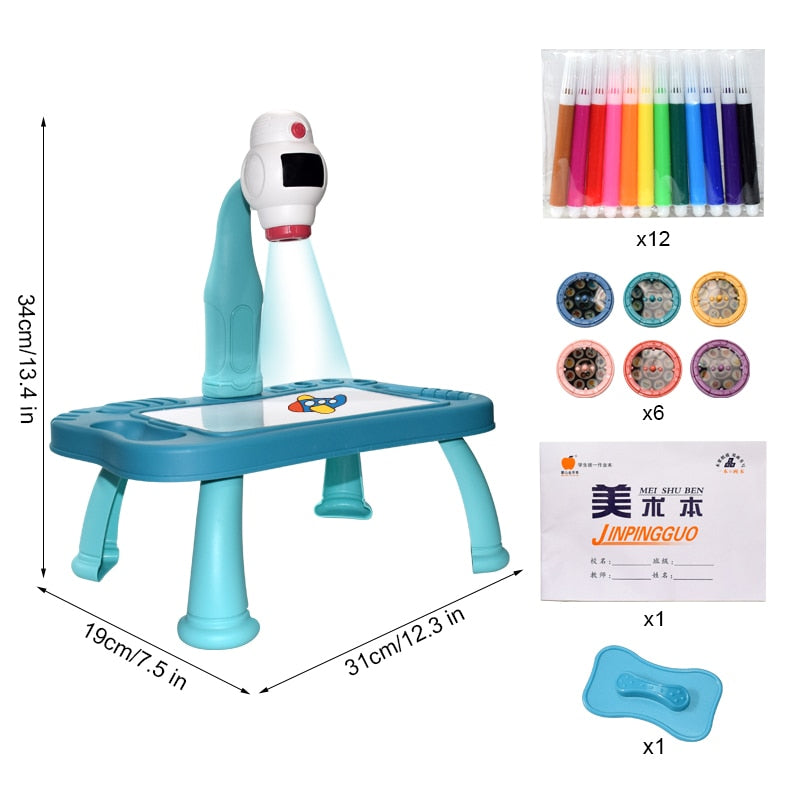 Children Led Projector Art Drawing Table Toys Kids Painting Board Desk Arts Crafts Educational Learning Paint Tools Toy for Girl