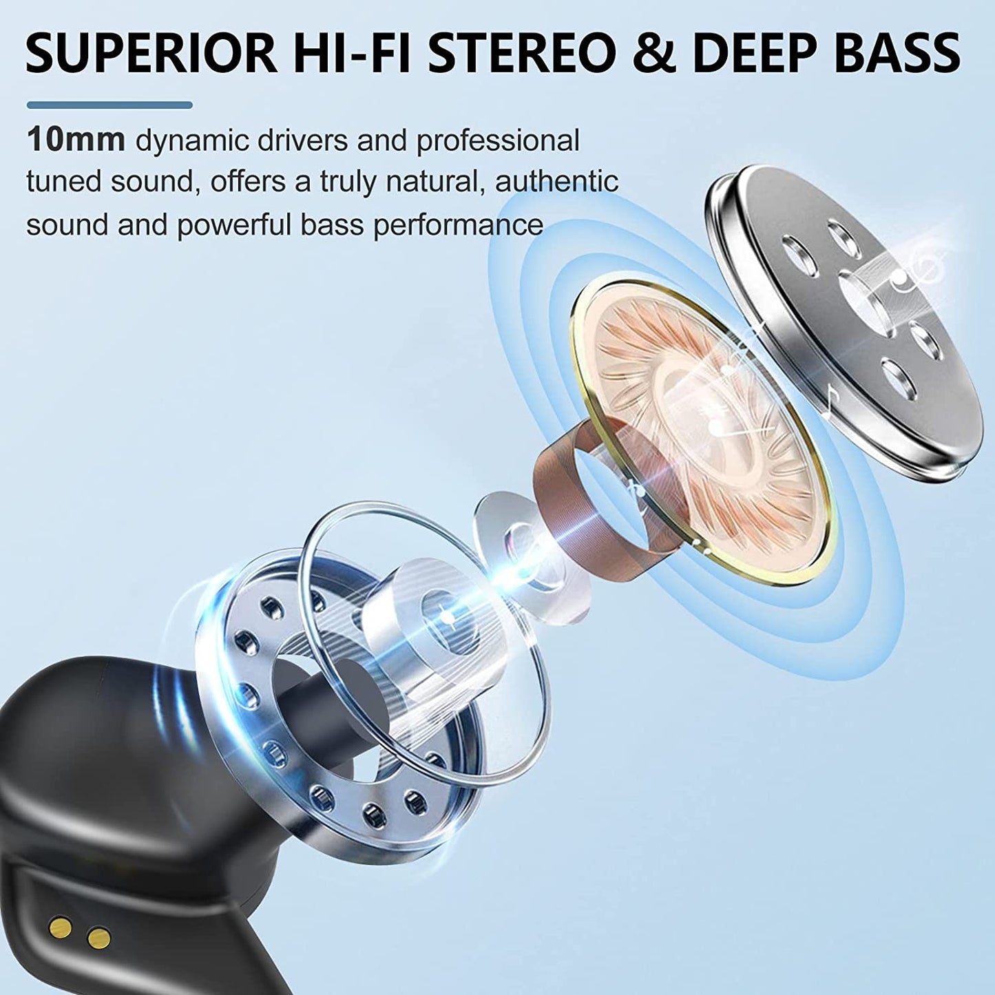 Sports Bluetooth Wireless Headphones with Mic IPX6 Waterproof Ear Hooks Bluetooth Earphones HiFi Stereo Music Earbuds for Phone