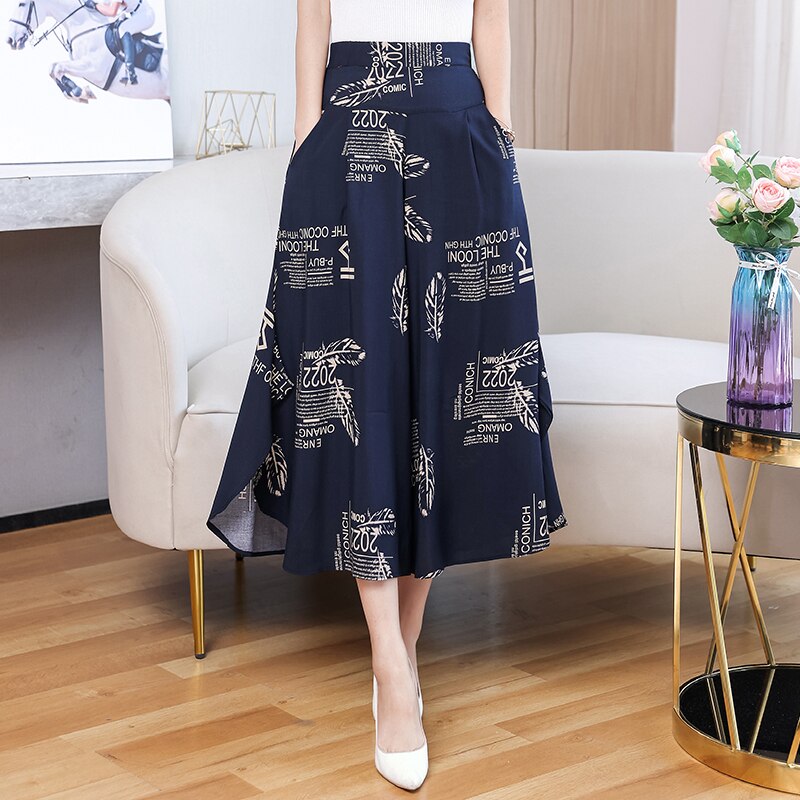 2023 New Summer Wide Leg Pants Women High Quality Loose Bohemian High Waist Skirt Pants Summer Vintage Trousers Women Bottoms