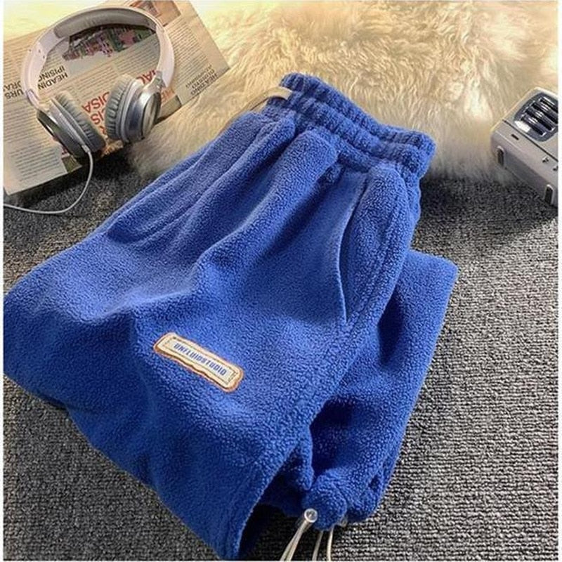 Autumn and Winter Fleece Harem Pants Women Loose SweatPants High Waist Drawstring Joggers Trousers Sports Casual Warm Pants