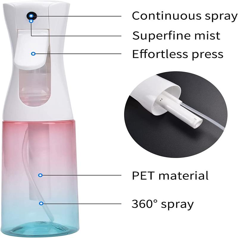 300ml Hair Spray Bottles Continuous Super Fine Water Mister Bottle Refillable Leak-proof for Hair styling Cleaning Gardener