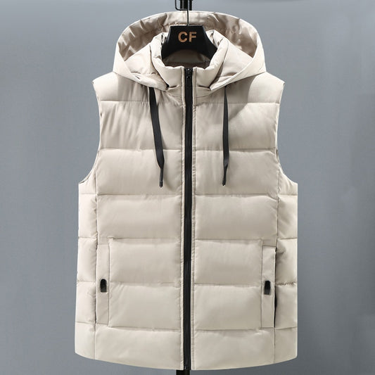 Brand Sleeveless Vest Jacket Men 2022 Autumn Winter Fashion Casual Cotton Padded Coats Male Thick Warm Black Waistcoat