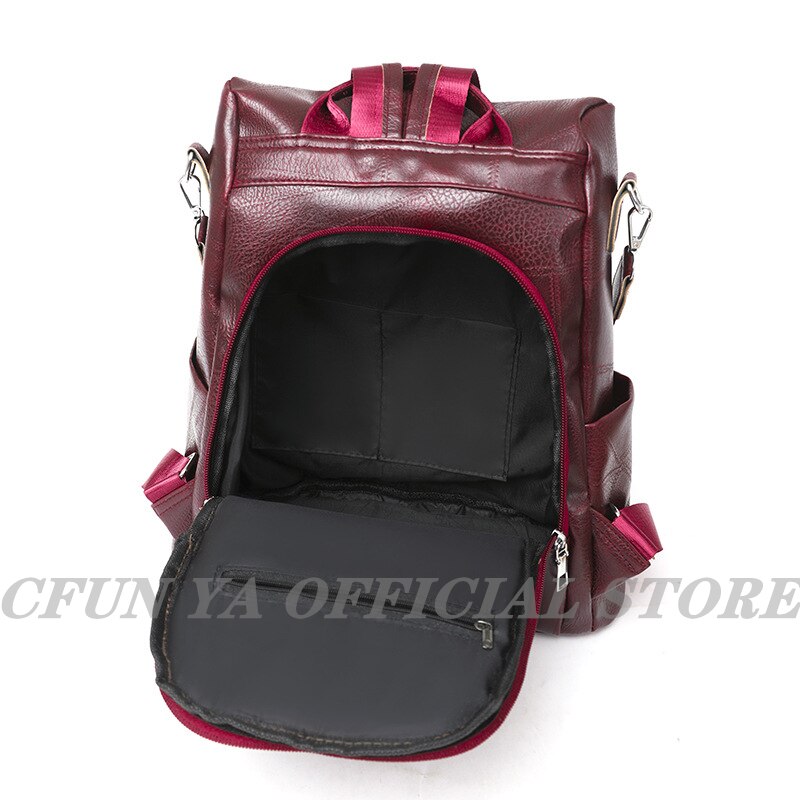 CFUN YA Fall Winter PU Backpack For Women Soft Leather Female Bags Anti-Theft Backpacks Kawaii Handbag Travel Bagpack New рюкзак