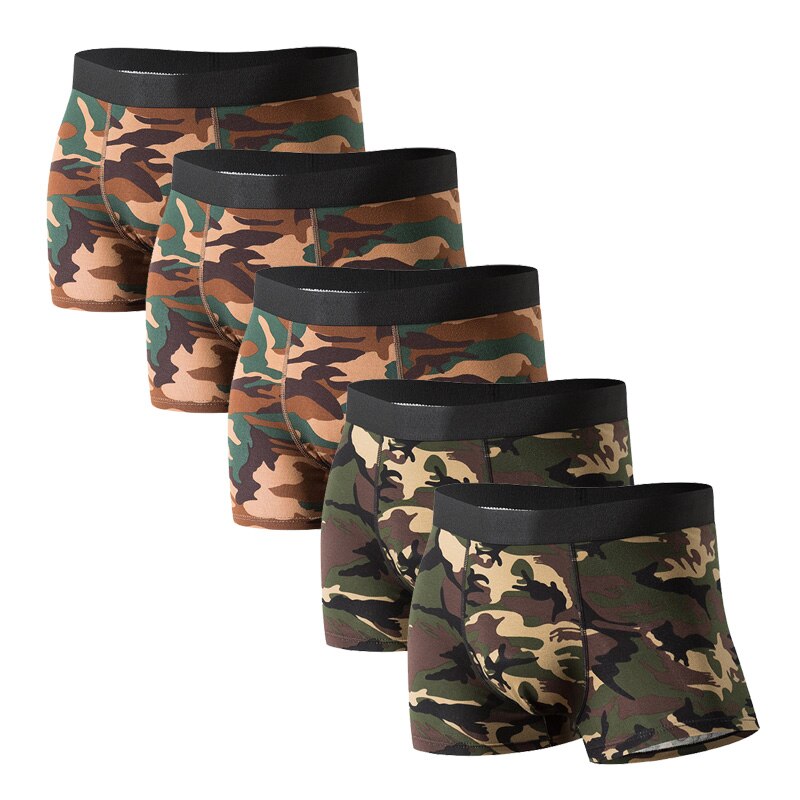 5PCS/ lot Boxer Homme Men Underwear Boxer Man UnderWear Shorts Men Panties Underpants Breathable Camouflage Comfort Cotton
