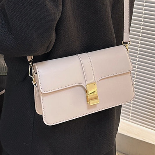 Casual Designer High Quality Small Flap Shoulder Bag Simple Pure Color Elegant Branded Handbag All Match Pu Leather Ladys Clutch