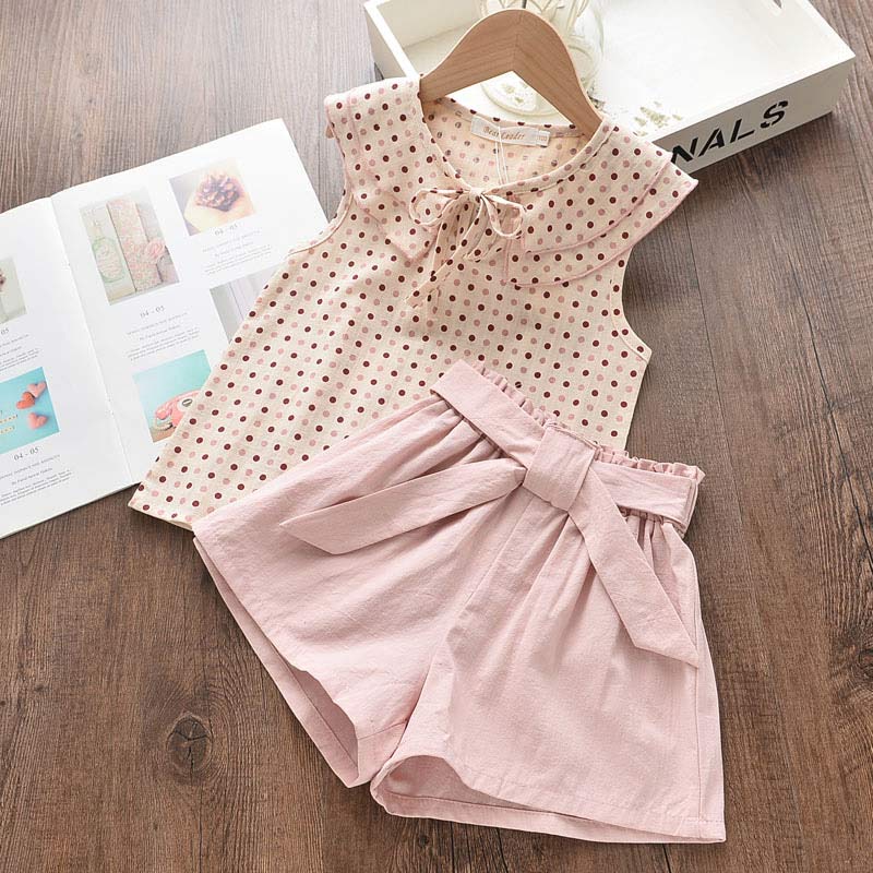 Menoea Toddler Girls Clothes Sets 2022 New Summer Patchwork T-shirts + Plaid Bow Shorts Casual Outfits Baby Kids Clothing Suits