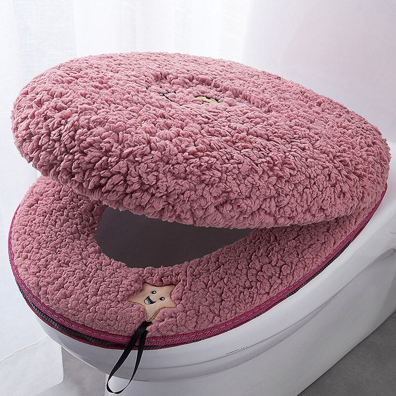 Toilet Seat Mat Set Bathroom Universal  2pcs/set Cushion+lid Cover Warm Soft Washable Closestool Seat Case Winter Pad Bidet Mats