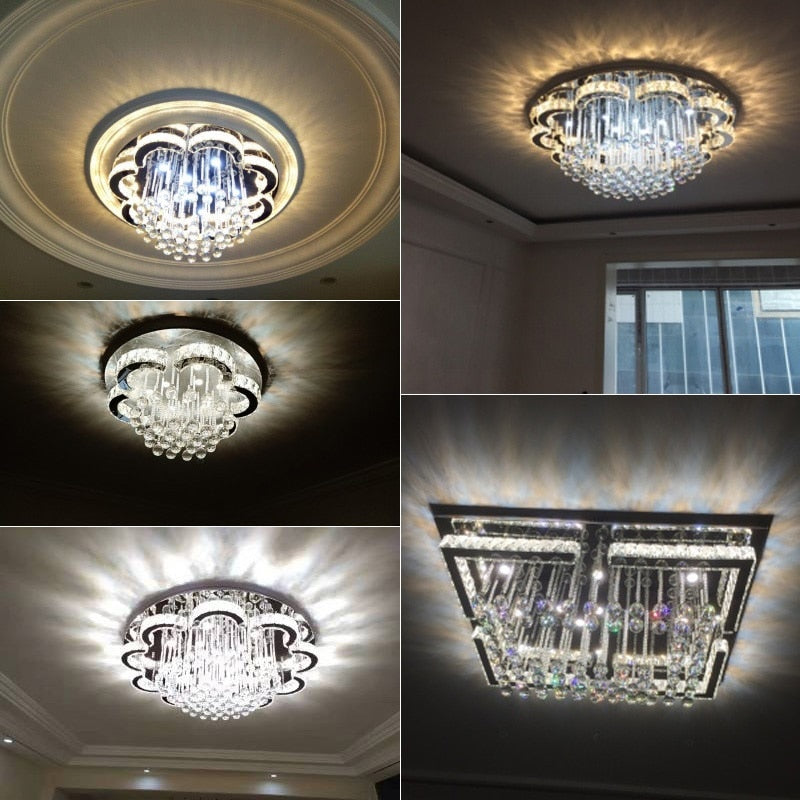 Modern crystal ceiling lights bedroom  luxury silver ceiling light living room led Ceiling Lamps dining crystal Fixtures kitchen