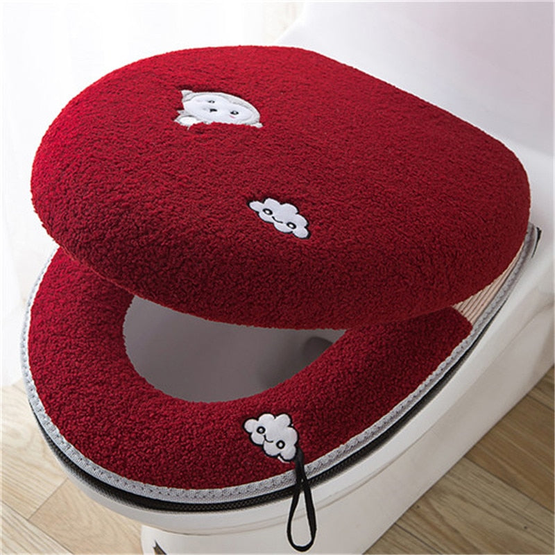 Toilet Seat Mat Set Bathroom Universal  2pcs/set Cushion+lid Cover Warm Soft Washable Closestool Seat Case Winter Pad Bidet Mats