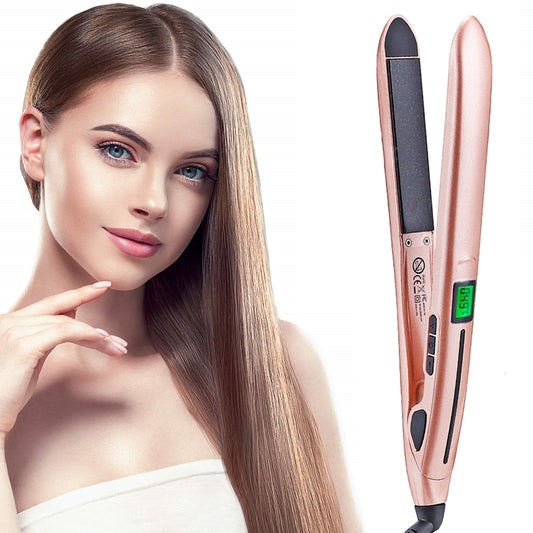 2 in1 Professional Hair Straightener Curling Iron PTC Heating Flat Iron Tourmaline Ceramic with Digital LCD Display Styling Tool