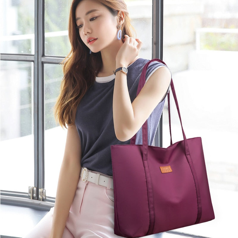 TRAVEASY 2023 Casual Oxford Large Capacity Vintage Tote Bags for Women Fashion Solid Color Thread Female Shoulder Bags Hand Bags