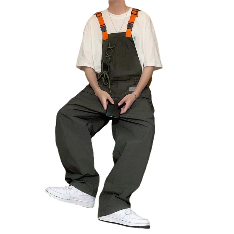 Japanese functional wind overalls overalls men&#39;s streetwear design sense summer thin loose straight casual pants Overalls