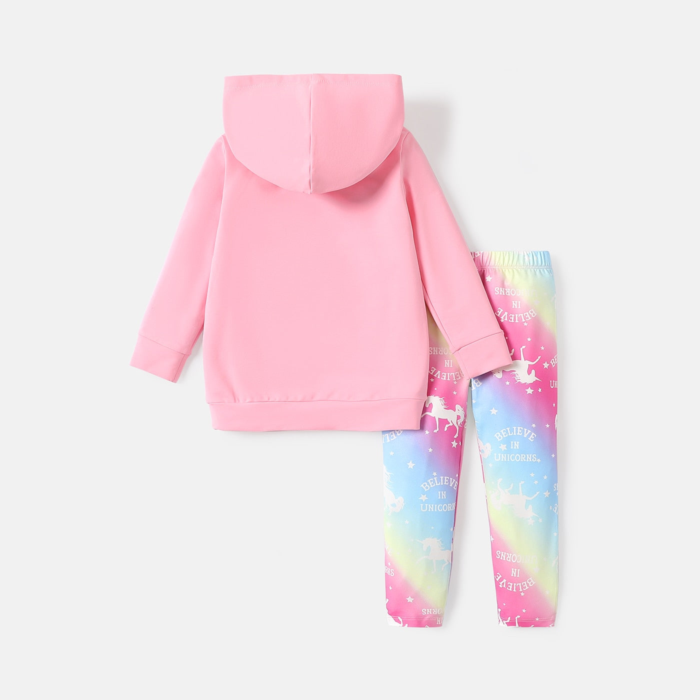 PatPat 2pcs Toddler Girl Unicorn Print Cotton Hoodie Sweatshirt and Gradient Color Leggings Set