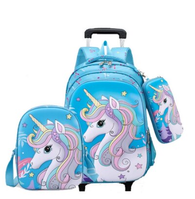 Children backpack with Wheels Trolley Bag For School Rolling backpack Bag For girl boy school kids trolley wheeled Backpack set