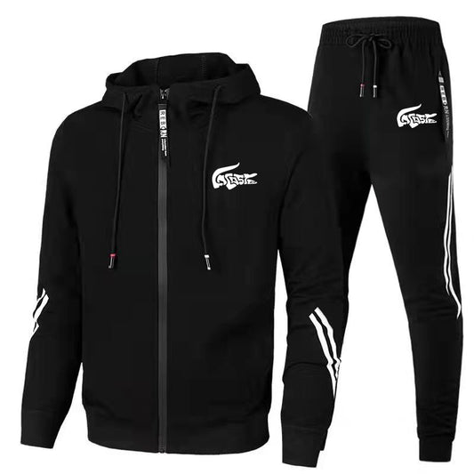 New Men&#39;s Tracksuits Fashion Print Autumn Winter Man Zipper Hoodie + Sweatpants Sets Running Brand Casual High Quality Sport Kit