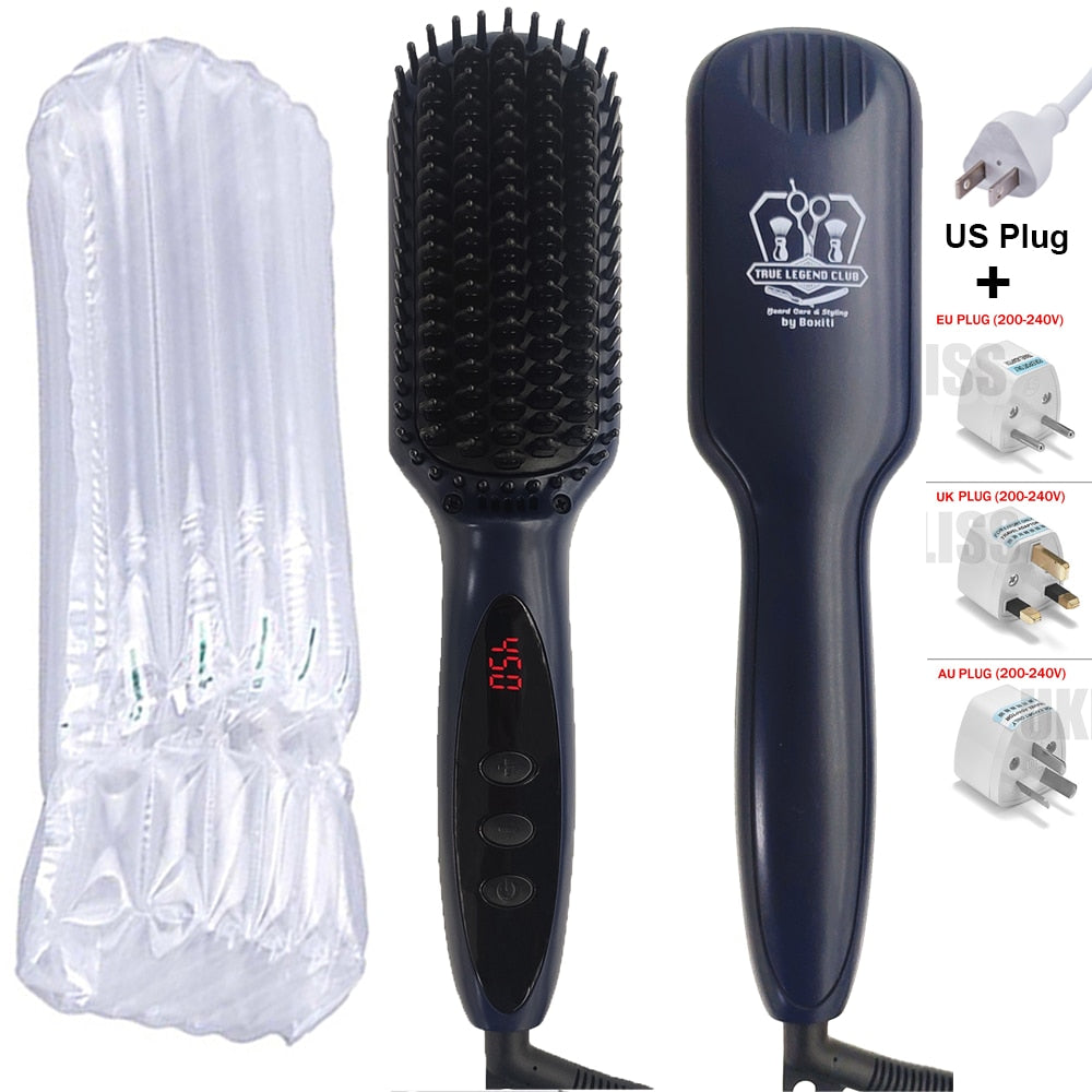 Hair Straightener Hot Comb Pro LCD Heating Electric Ionic Straighten Hair Styles Anti Static Ceramic Straightening Beard Comb