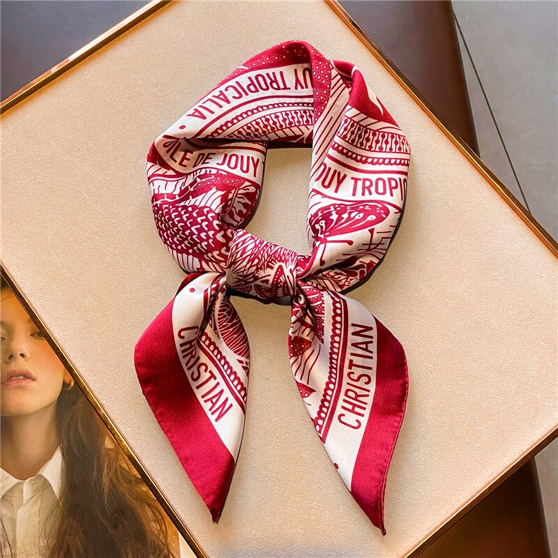 Design Silk Feeling Square Scarf Women Luxury 70cm Shawl Wraps Female Hair Hand  Wrist Foulard Headkerchief Hijab Bandana New