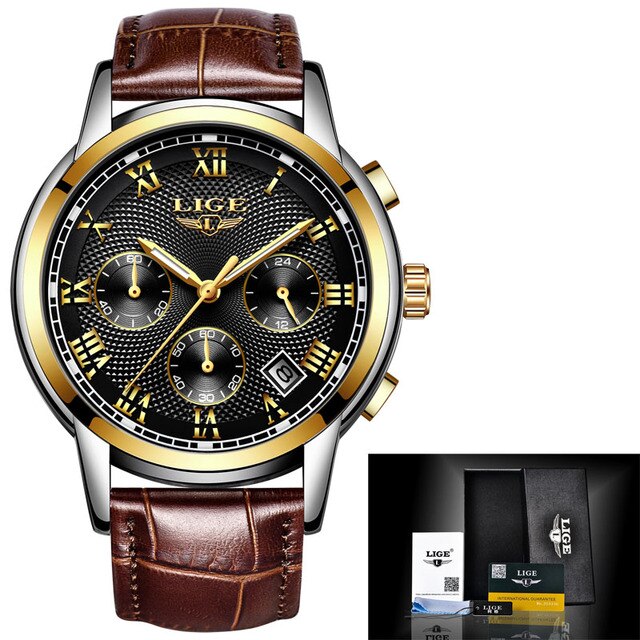 LIGE  Men&#39;s Watch Big Dial Stainless Steel Band Date Mens Business Male Watches Waterproof Luxuries Men Wrist Watches for Men