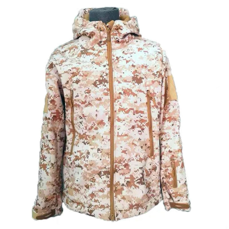 Military Shark Skin Soft Shell Jackets Men Tactical Windproof Waterproof Jacket Men Army Combat Jackets Mens Hooded Bomber Coats