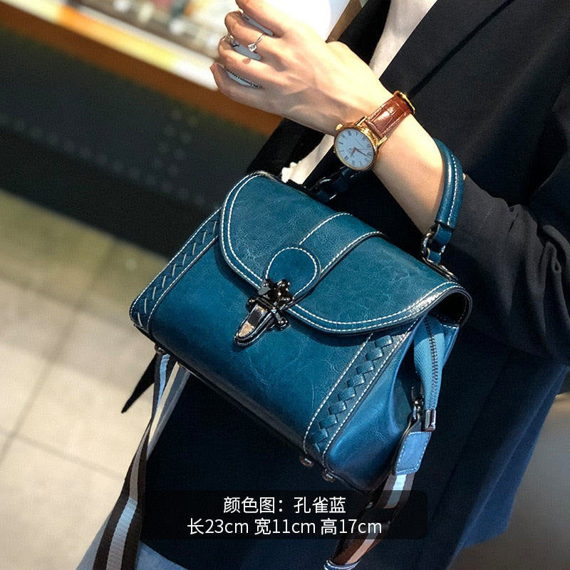 Vintage Retro Shoulder Bags Women Versatile Crossbody Messenger Bag High Quality Grain Cowhide Leather Ladies Casual Handbag