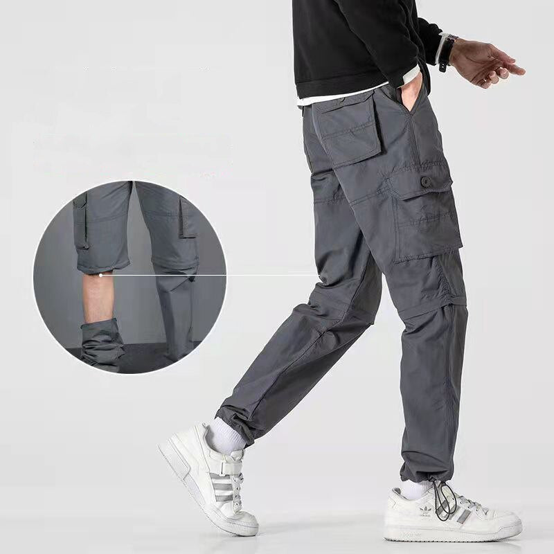 2022 Summer Cargo Pants Men Fashion Solid Color Lightweight Quick-drying Long Trousers for Men Casual Multi Pockets Sweatpants