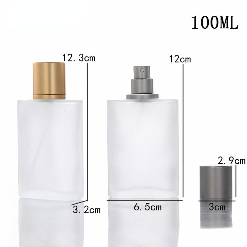 5PCS 30ml 50ML 100ML Portable Frosted Glass Perfume Spray Bottle High-end Perfume Replacement Sub-bottle Press Refillable Bottle