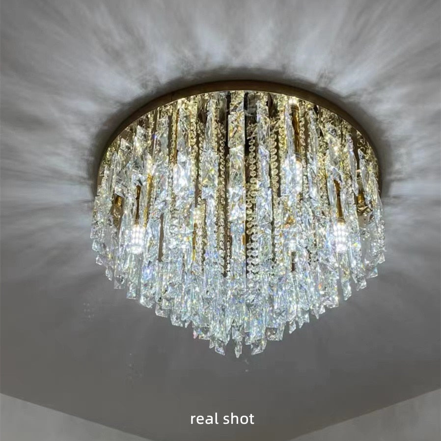 Modern Bedroom Crystals E14 Ceiling Lamp Lustre Lamp Steel Led Ceiling Lights Art Deco Led Chandelier Lighting Fixtures Lamp