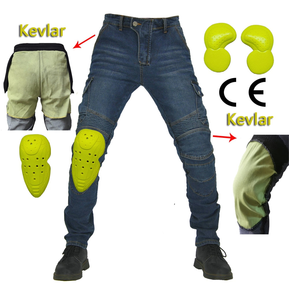 Kevlar Motorcycle Pants Moto Protection Motocross Jeans Rodilleras Moto Jeans Men Motocross Pants Four Seasons Breathable XS 5XL