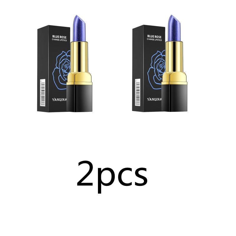 Lip Balm Blue Rose Lipstick Waterproof Temperature Color Changing Moisturizing Base Makeup Long Lasting Natural Beauty