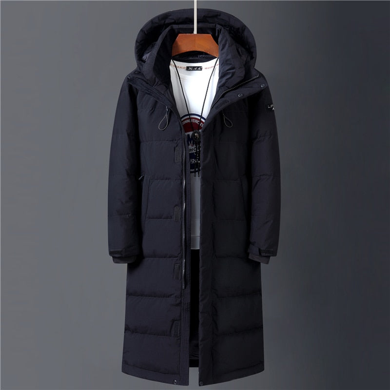 2022 Winter 90% White Duck Down Jacket Men Hooded Fashion High Quality Winter Coat Men Long Thicken Warm Down Coat Black Parkas