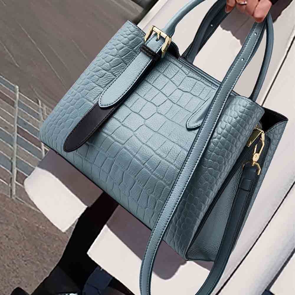 MS Fashion Designer Bag Women&#39;s Crocodile Pattern Luxury Genuine Leather Capacity Female Casual Travel Tote Handbags  2022 New