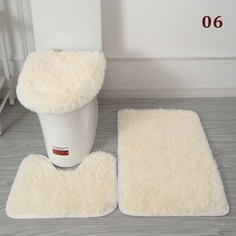 30Styles 3Pcs Plush Toilet Lid Cover Mat Set Anti Slip Anti-static Soft Bathroom Shower Carpets Wear-resistant Floor Rugs