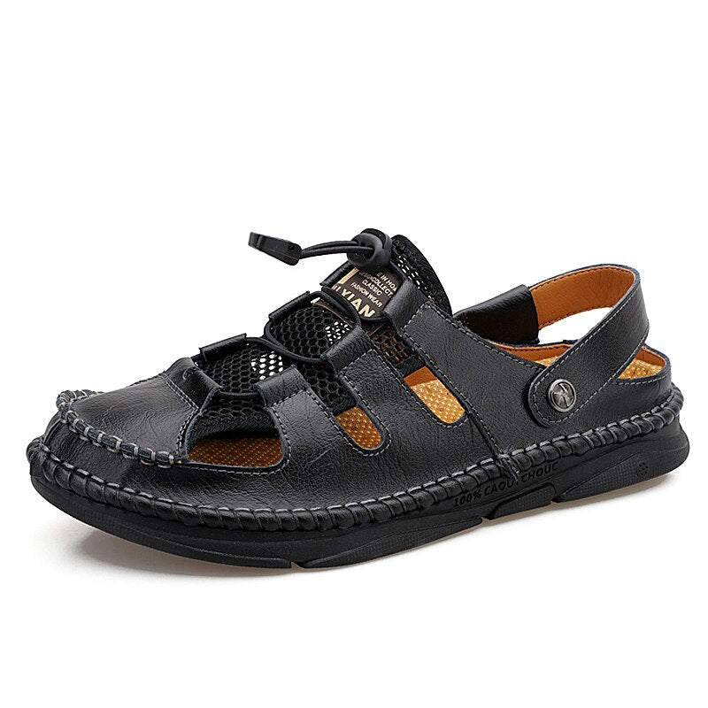 Fashion Men&#39;s Sandals Summer Genuine Leather Men Beach Sandals Comfortable Men Gladiator Sandals Simple Design Mens Style Shoes