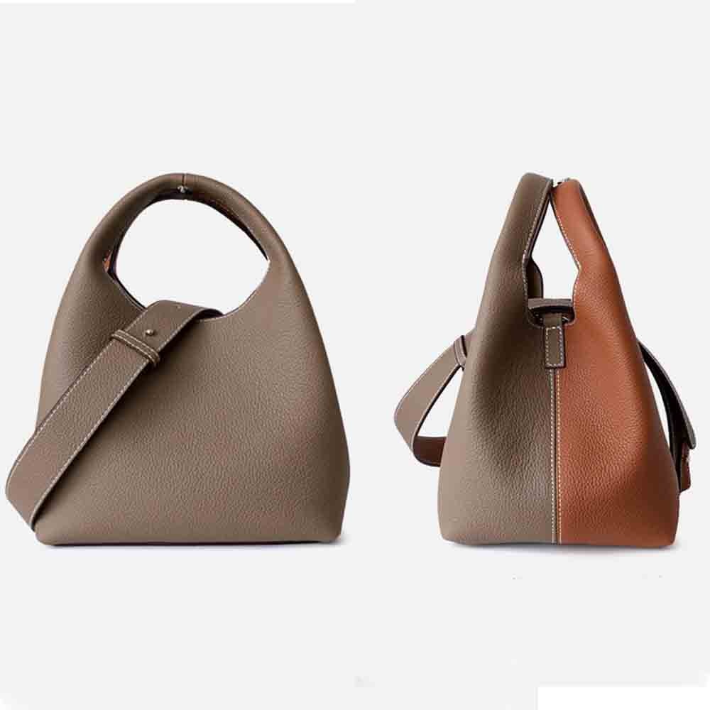 Motingsome Patchwork Style Women Bucket Bag Lychee Texture Cowhide Luxury Designer Bag High Grade Ladies Handbag 2022 New Winter