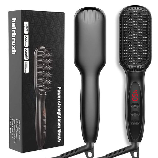 Hair Straightener Hot Comb Pro LCD Heating Electric Ionic Straighten Hair Styles Anti Static Ceramic Straightening Beard Comb