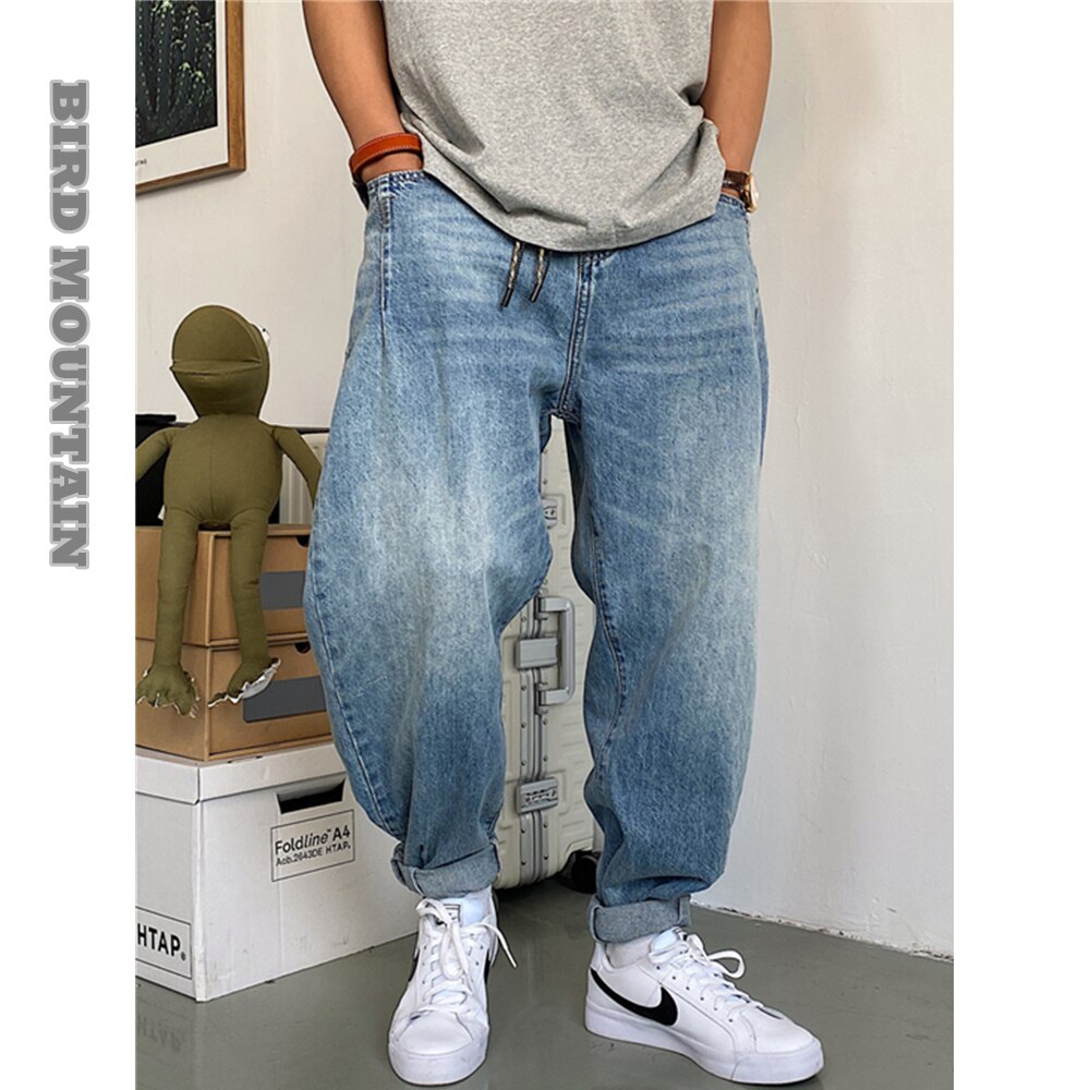 2022 Spring Autumn Japanese Streetwear Retro Casual Denim Cargo Pants Men Clothing Loose Straight Harem Trousers Harajuku Jeans