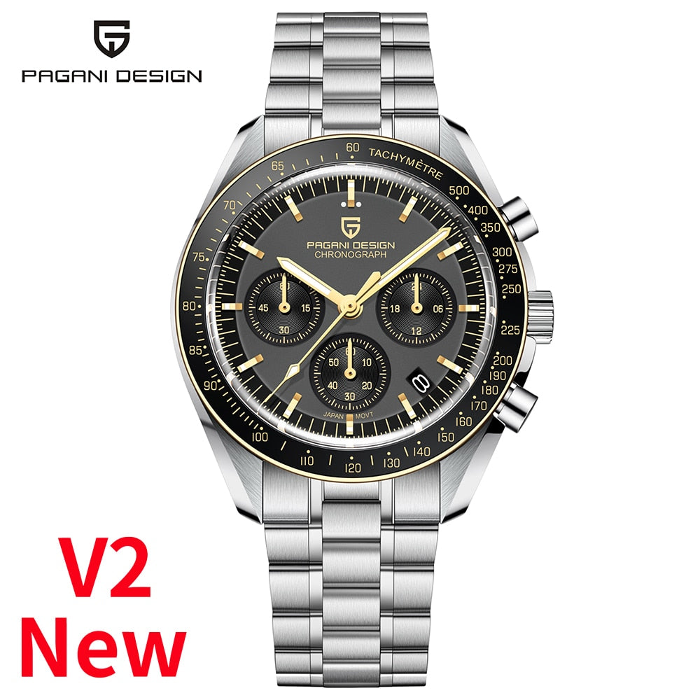 2022 New PAGANI DESIGN Luxury Gold Men&#39;s Quartz Wrist Watch Chronograph Automatic date Stainless steel Sapphire mirror watches