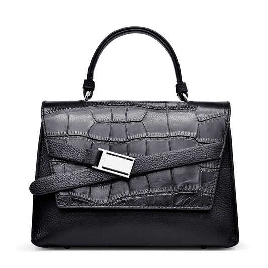 MS Fashion Genuine Leather Bag for Women Stone Print Cowhide Handbag and Purses Female Luxury Designer Casual Tote 2022 New