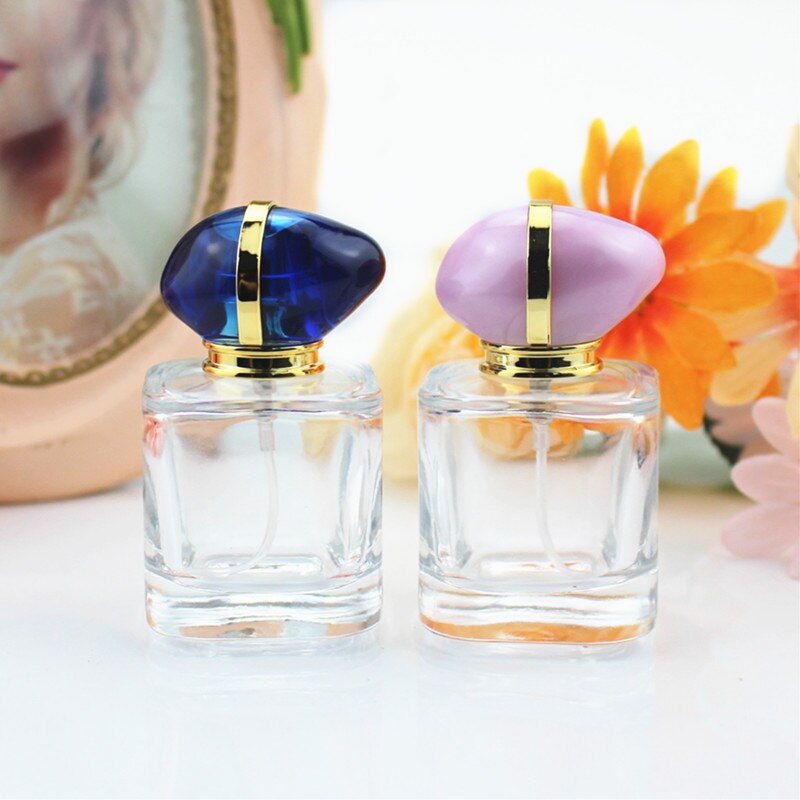 30ML Transparent Perfume Bottle Portable Spray Glass Bottle With Sapphire Cap  Cosmetic Container Travel Atomizer