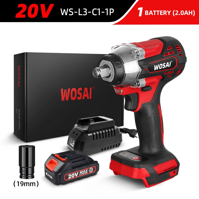 WOSAI MT-Series 340N.m Electric Impact Wrench 20V Brushless Wrench Socket Li-ion Battery Hand Drill Installation Power Tools